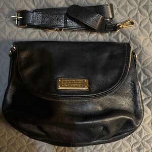 Marc by Marc Jacobs Black Leather Shoulder Bag with Gold Accents